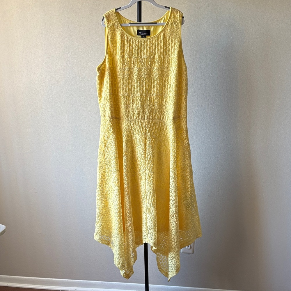 American Living Asymmetrical Yellow Lace Dress